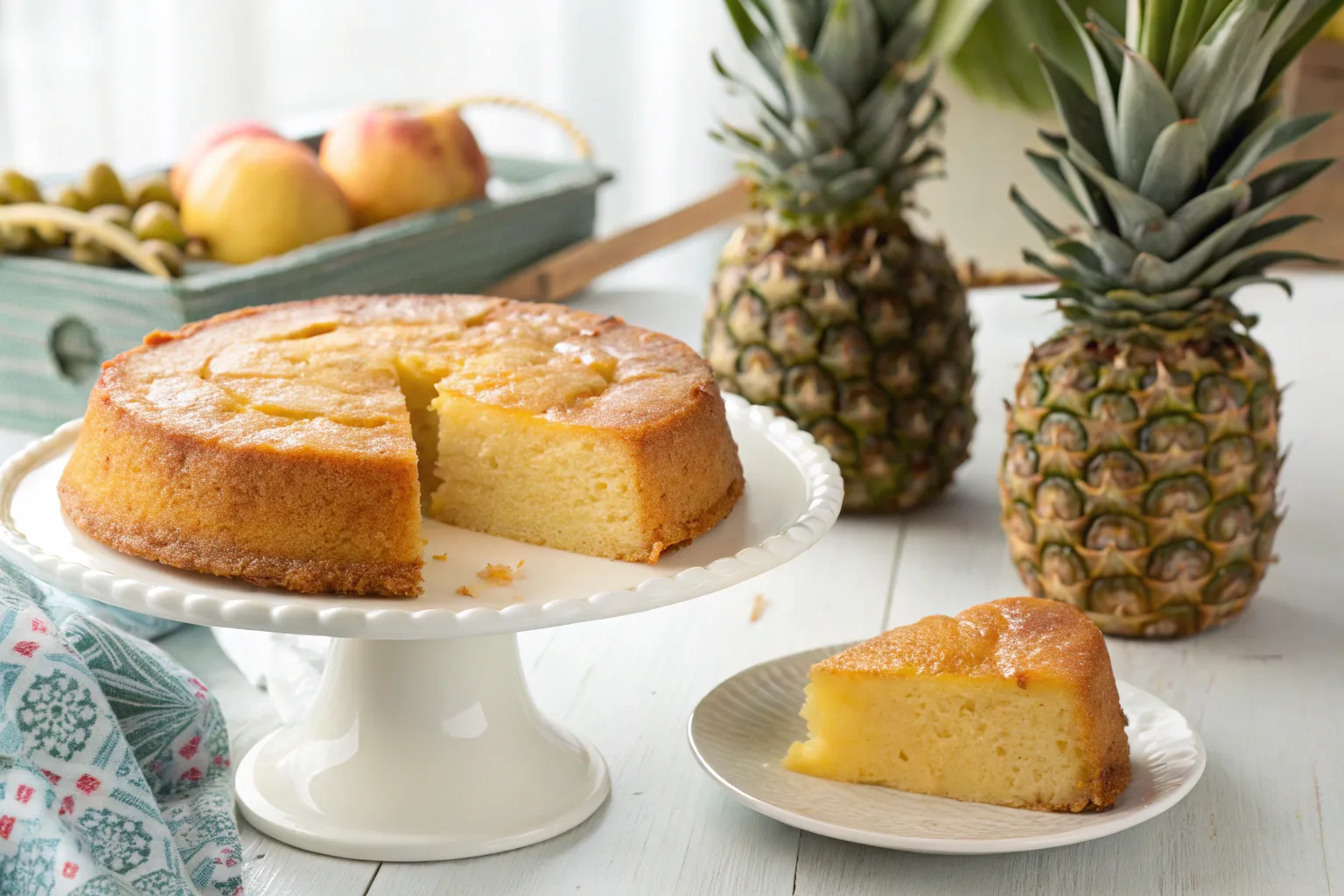 image of a moist and golden pineapple juice cake