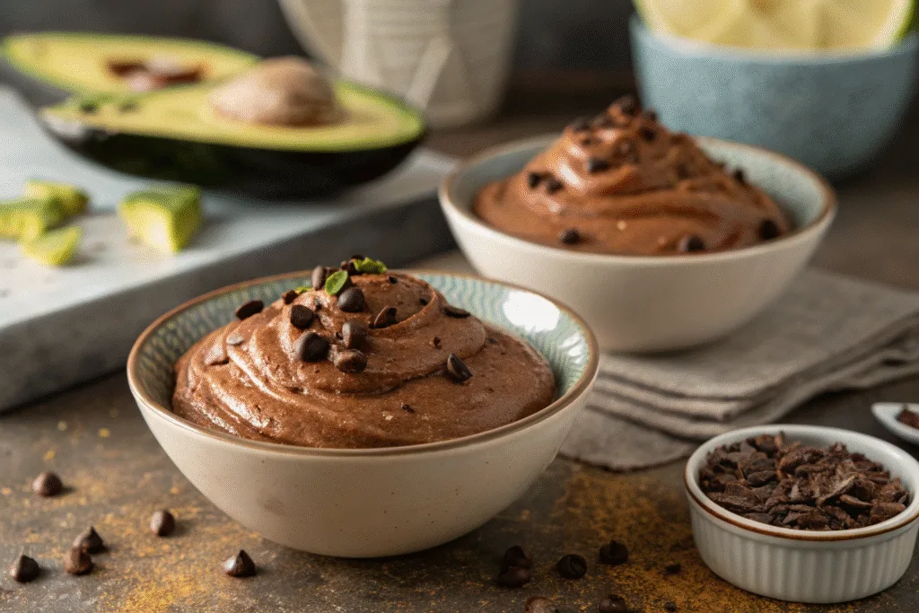image of a creamy chocolate avocado mousse